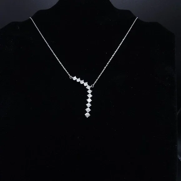 2.2 CTW Moissanite Waterfall Pendant  925 Silver GRA Certified Brilliant Jewelry - Picture 9 of 16